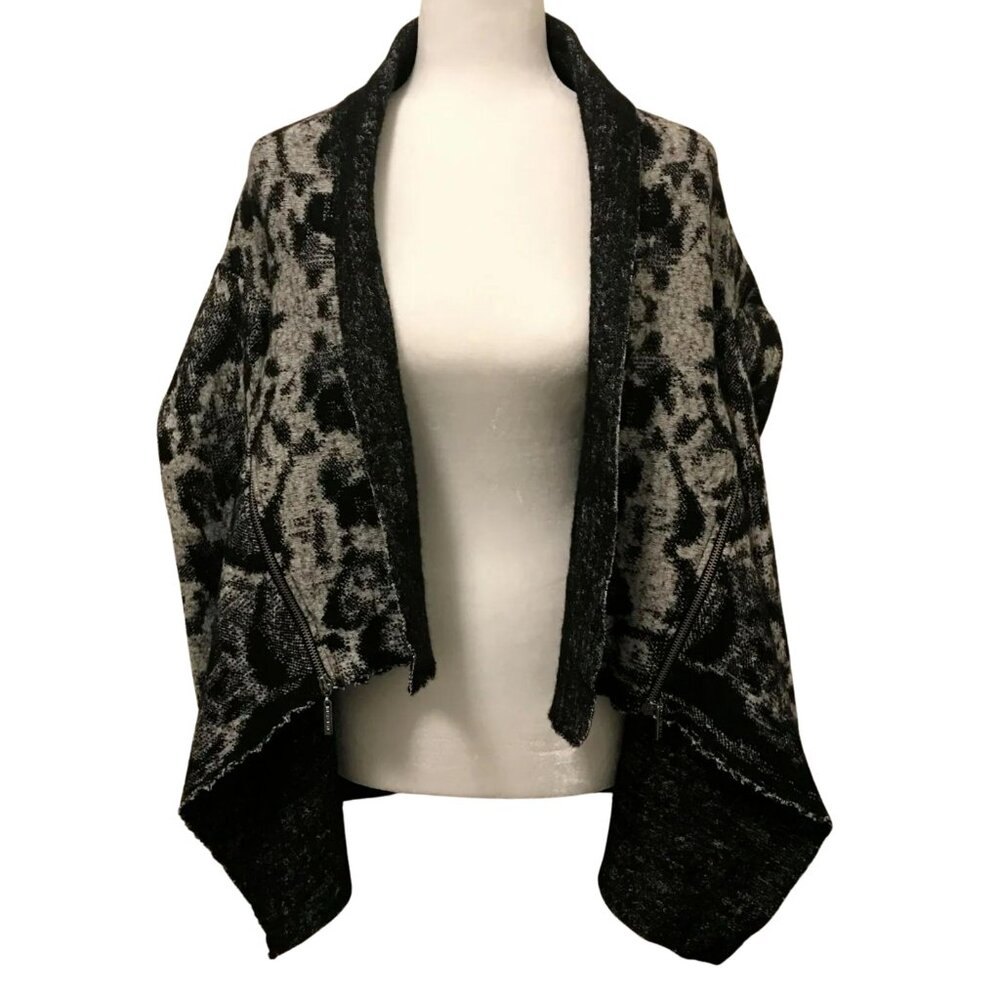 MARCIANO by GUESS Sweater Jacket Coat X Small  XS Black White Wool Blend EUC